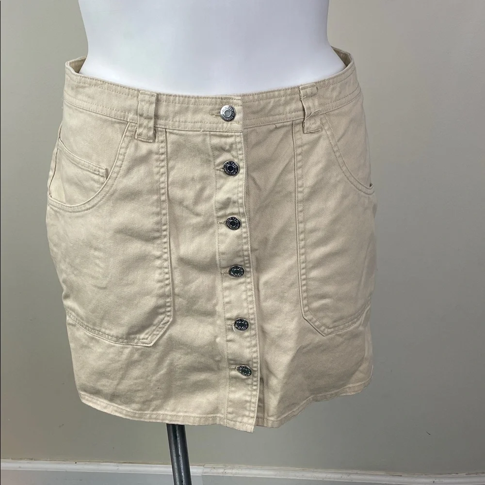 Old Navy Utility Mini Button Front Skirt Oak Branch